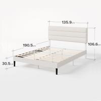 Piper Cama 135x190 cm Altura 30 cm Tapizado Somier con Cabeza Soporte de Láminas de Madera - details 1