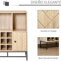 Armario de Cocina con 1 Puerta 2 Estantes Abiertos Soporte de 6 Copas de Vino 76x35x97 cm - details 4