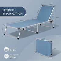 Tumbona plegable de aluminio sin sombrilla, Azul - details 1