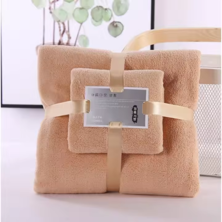 Juego de 2 piezas de toallas de baño de veleta de coral blando, adecuadas para spas de hoteles adultos con toallas - 1