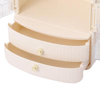 Organizador de cosméticos portátil Cactus, caja de almacenamiento de cosméticos y cubierta antipolvo con luces LED, espejo blanco conveniente y portátil - details 2
