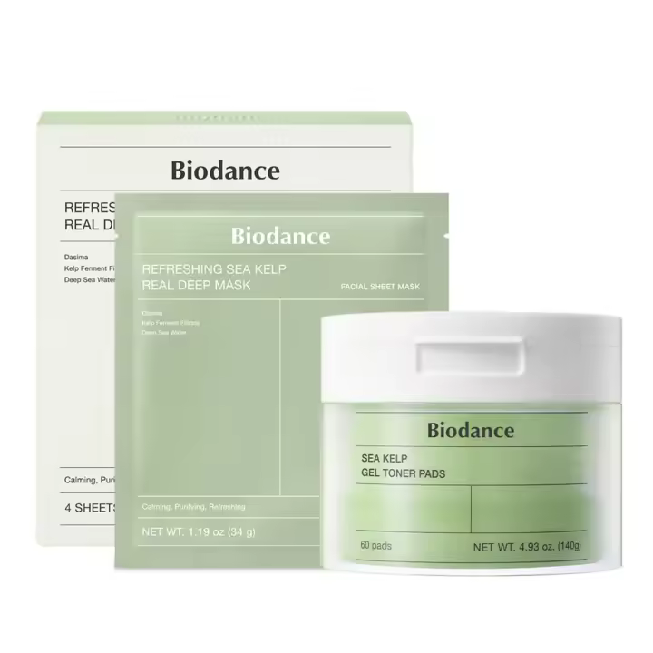 BIODANCE Day Night Duo: Mascarilla de hidrogel, almohadillas de gel de algas marinas, calmante y calmante, control de sebo para pieles grasas sensibles, 4 - 1