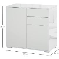 Cocina de Estilo Blanco Brillante 2 Puertas, 2 Cajones, Marco Ajustable, Apertura a Presión, Almacenamiento para Dormitorio Salón - details 3