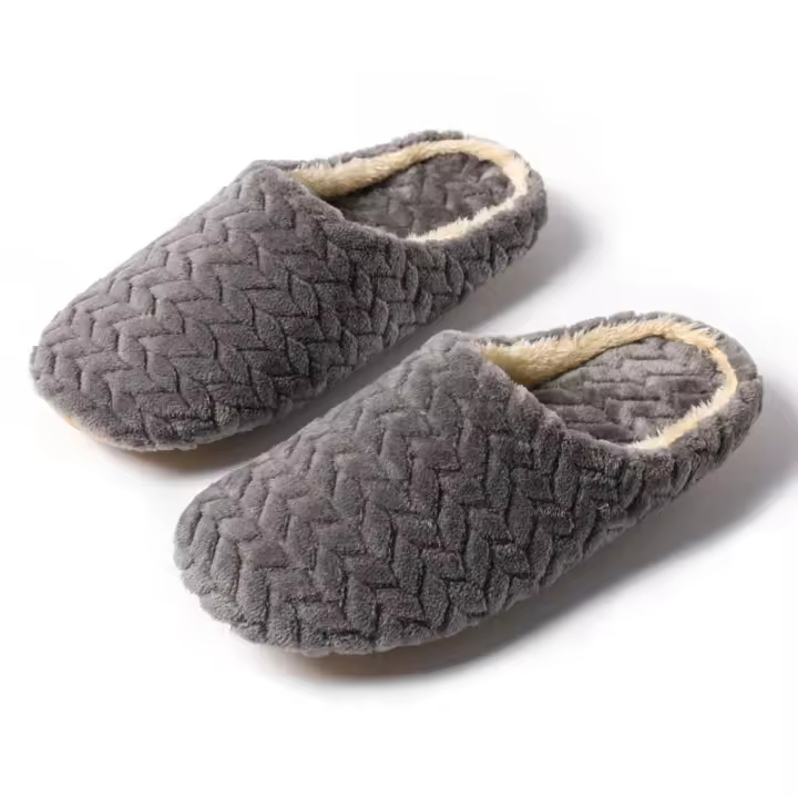 Espina de pescado gamuza interior masculino y femenino parejas hogar zapatillas de algodón térmico. - 1