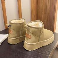 Zapatos informales cálidos de nieve de felpa corta para mujer, botas de gamuza con parte inferior plana, invierno, 2023 - details 10