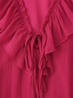 OUWU- Vestido Nuevo De Verano Con Temperamento De Manga Larga Y Efecto Plisado De Color Sólido A La Moda Para Mujer - details 6