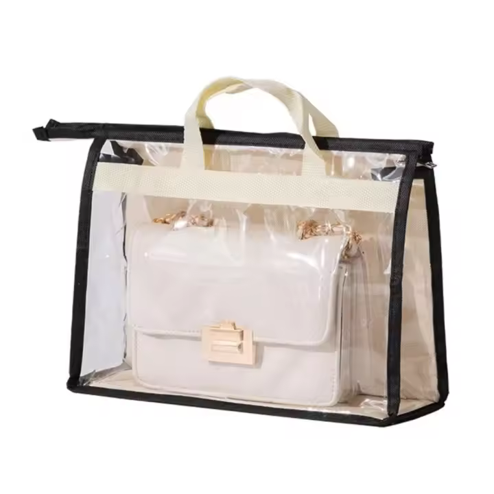 Organizador de almacenamiento de monedero, bolsa de polvo para bolso de PVC, bolsa de almacenamiento transparente con cremallera, bolsa colgante a prueba de polvo para armario - 1