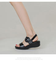 Sandalias de verano para mujer, nuevas, modernas y versátiles, cómodas, con tacón de cuña, suela plana, casuales, suela gruesa y tacón medio. - details 0