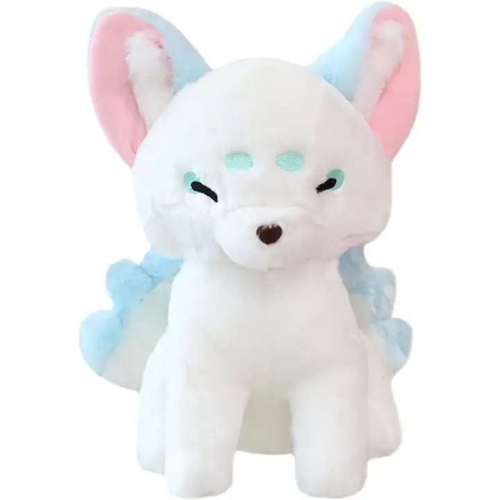 Juguete de peluche de zorro de nueve colas realista, juguete de peluche de zorro blanco realista, muñeca bonita, regalo para niños/14,9 "x 11,8" x 7,8 " - 1