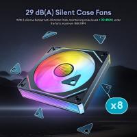 1pc Ventilador de radiador Prism 7Pro ARGB Infinity Mirror, ventilador de caso silencioso de 12cm con PWM, ventilador de enfriamiento de CPU para consola de juegos, 3 efectos de iluminación, 800-1800 RPM, 29dB de ruido bajo - details 4