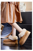 Botas de nieve de cuero Forro polar de suela gruesa Botas cortas de pelo real cálido - details 14