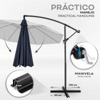 Paraguas de aluminio con manivela 300/350 cm de diámetro Protección UV Impermeable para mercado - details 35
