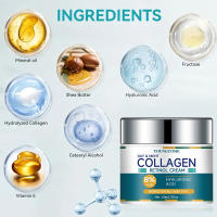 Crema de colágeno hidrata profundamente, nutre la piel para restaurar la elasticidad, brillo, hidratante, antiarrugas, envejecimiento, reduce los poros - details 1