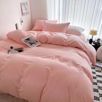 Juego de cama de algodón liso con sábanas, funda nórdica, funda de almohada, sábana individual para pareja, tamaño King y Queen - details 4