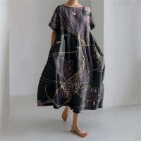 Elegante Vestido de Verano con Estampado de Pescado Cuello Redondo, Talla Grande, Moda Casual para Mujeres - details 7