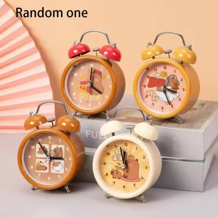 Lindo Capybara Niños despertador Doble Campana decoración del Hogar Reloj mecánico Reloj de escretorio - 1