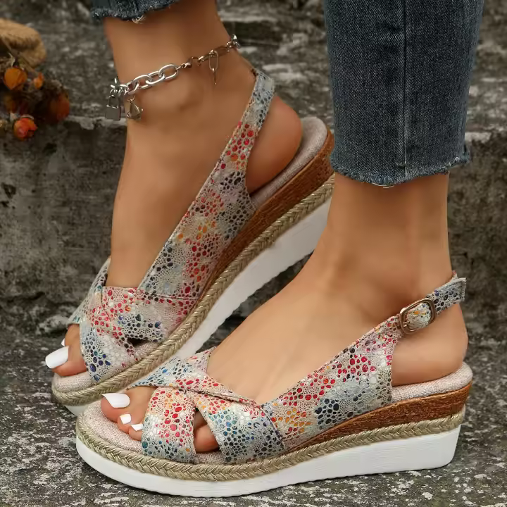 Sandalias de Mujer de Moda con Punta Abierta y Cuña 2023 Ligero Plataforma Gladiator Talla Grande Anti Deslizamiento Sandalias de Playa para Verano - 1
