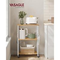Estantería de Cocina con Ruedas, Carrito de Servicio de 3 Niveles, Estantería para Microondas, Horno, Tostadora, Marco de Metal con 6 Ganchos, Marrón Rústico y Negro - details 18