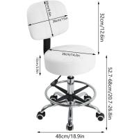 Taburete de Laboratorio de Cuero PU Giratorio Redondo Silla de Trabajo con Respaldo Ajustable en Altura Color Negro - details 14
