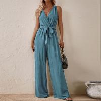 2025 Nuevo Mono Halter Estilo Europeo Y Americano Nueva Llegada Con Cordones De Cintura Alta Mono Sin Mangas Moda Conjunto Casual - details 24