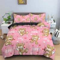 Cubierta de Edredón con Diseño de Oso de Dibujos Animados Microfibra 2/3PCS Ropa de Cama para Niñas y Niños Comfortable y Adorable - details 2