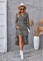 Elegante Vestido Midi de Moda Retro Cuello en V Floral Largo Mango para Mujeres - details 12
