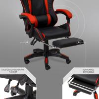 Gaming con Respaldo Ergonómico Inclinable y Altura Ajustable, Silla de Oficina con Soporte Lumbar, Acolchado y Reposapiés Extraíble, Negro, 58x66x114-124 cm - details 47