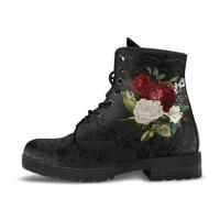 2025 Botas de combate Martin para mujer, botas de cuero británico con estampado gótico del país de las maravillas, otoño e invierno - details 1