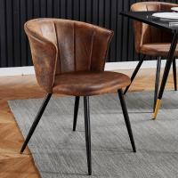 MEUBLE COSY Juego de 2 Sillas de Comedor Vintage Sillón Tapizado en Gamuza con Reposabrazos Patas Metálicas para Cocina Salón - details 1