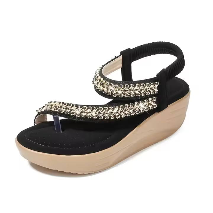 Sandalias de mujer con plataforma y diamantes sintéticos. - 1