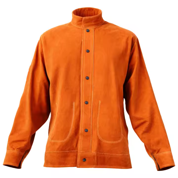 Chaqueta de soldadura resistente a las llamas SucceBuy - Talla M, chaqueta de seguridad de cuero de vaca duradera, impermeable y resistente al calor - 1