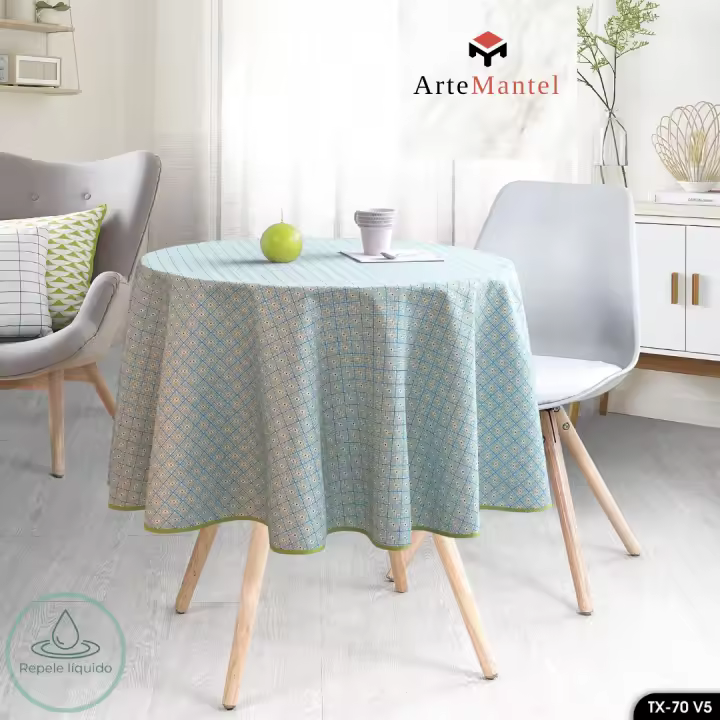 ARTEMANTEL Mantel Antimanchas CELESTE BEIGE de poliéster para mesa rectangular o redonda - 1