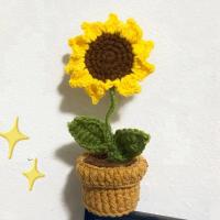 Accesorios de Decoración de Coche Hechos a Mano Rosa, Girasol, Tulipán de Punto Tejido - details 6