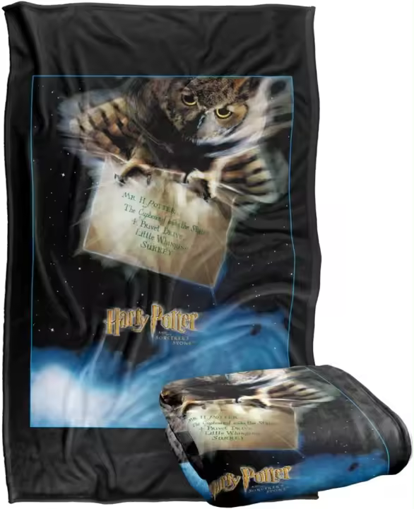 Póster de búho de Harry Potter, manta de franela gruesa, tacto sedoso, supersuave, para regalo, se adapta a sofá cama, viajes, todas las estaciones - 1