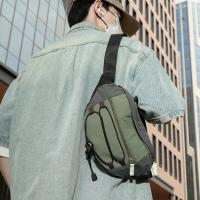 Bolso de pecho para hombre con contraste de Color de retales, riñonera de nailon Y2k para exteriores, bandolera con correa ajustable, bolso deportivo para caminar y montar - details 8