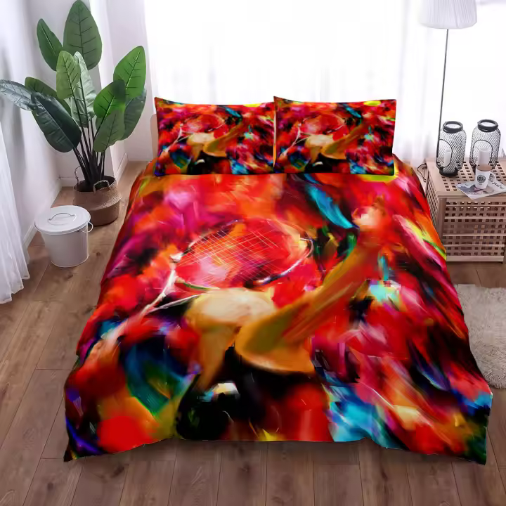 Juego de funda nórdica con pasión para deportes de tenis, juego de ropa de cama de tamaño individual, King, Queen, doble, completo, doble - 1