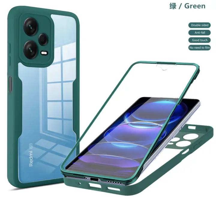 Funda protectora de doble cara para Redmi Note 13, 12, 11 Pro, Redmi 13C, 12C, 10C, ultrafina, transparente, anticaída, 360 - 1
