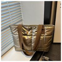 Moda señoras Tote bolsos de gran capacidad de algodón acolchado bolsa de compras rombo bolso portátil acolchado sólido para viajes de ocio - details 9