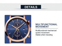 Reloj deportivo de acero inoxidable para hombre de lujo premium, 44,5 mm, multifuncional, moda, oro, negro, negocios, 3 bar, resistente al agua, reloj de pulsera de cuarzo para hombre - details 15