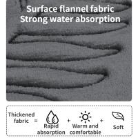 Alfombrilla de baño con patrones de hojas, alfombra de baño antideslizante, alfombrilla de inodoro en forma de U, alfombra suave de baño absorbente, decoración de baño, accesorio para el hogar - details 2