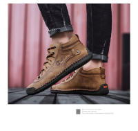 Zapatos informales para hombre, zapatos antideslizantes transpirables de cuero Unisex para caminar, zapatos cosidos a mano para mujer - details 16