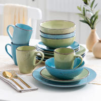 Platos de Cerámica Mezcla de Colores Vancasso Navia 16 Piezas Juego de Tazas Platos de Postre y Sopa Redondos para 4 Personas Producto Ecológico Ideal para Fiesta y Uso Diario - details 1