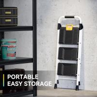 Escalera Plegable 3 Peldaños, Carga hasta 360 kg, con Bloqueo de Seguridad, Pedales Anchos Antideslizantes, Pasamanos, Escalera Doméstica Ligera de Acero Hogar Cocina Oficina Armarios, Blanco - details 5