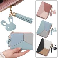 Bolso de cuero PU para mujer, monedero moderno, tarjetero, billetera corta, monedero con cremallera, carteras con paneles de retazos - details 1
