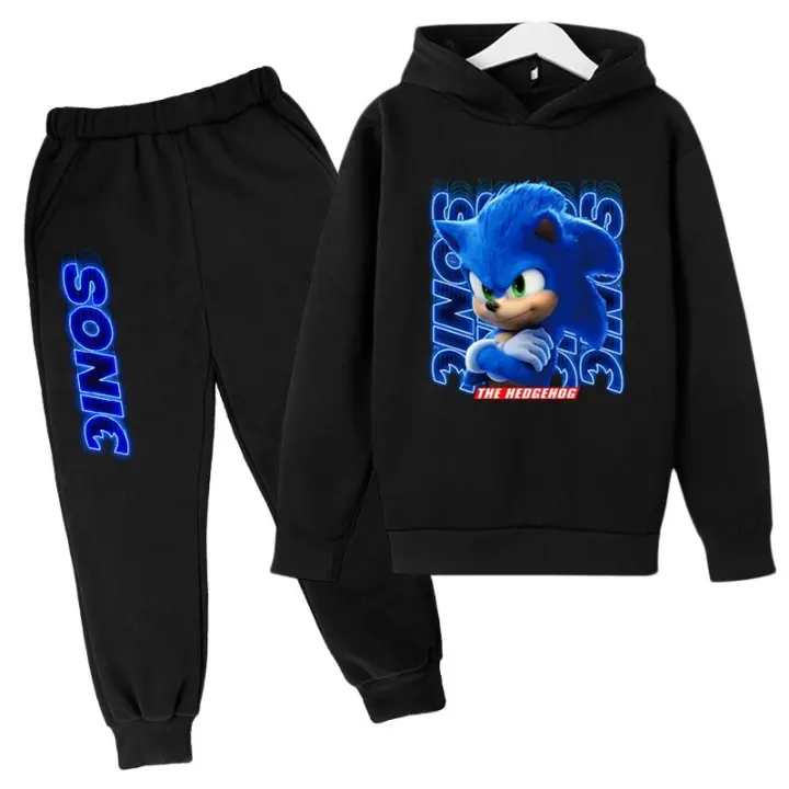 Niños Adolescentes Sonic Sudadera con capucha Conjunto de pantalones de chándal Ropa deportiva para correr Conjunto de sudadera Regalo - 1