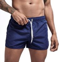 Pantalones cortos de surf de playa para hombre, cintura elástica de tiro bajo, cordón, ribete lateral irregular transpirable, traje de baño, verano - details 20