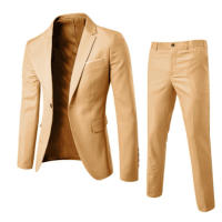 Conjunto de Pantalones y Abrigo para Hombre Traje de Negocios Ajustado de Manga Larga con Correa y Botones Únicos - details 4