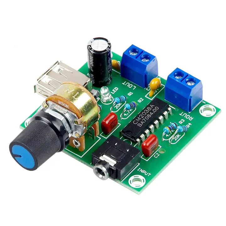 Mini placa amplificadora de potencia, 5W + 5W, HiFi, dos canales, PM CM2038, 5V, fuente USB, amplificador de Audio - 1