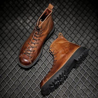 Botas de cuero de alta gama para hombre, zapatos de piel de vaca pura, botas altas de piel de vaca de primera capa - details 1