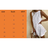Vestido de princesa blanco sin mangas para mujer, camiseta holgada con cuello redondo, moda informal, Verano - details 0